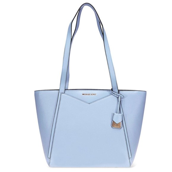 Michael Kors Handbags - Michael Kors Small Whitney Purse Pebbled Blue Leather Tote Shoulder Bag